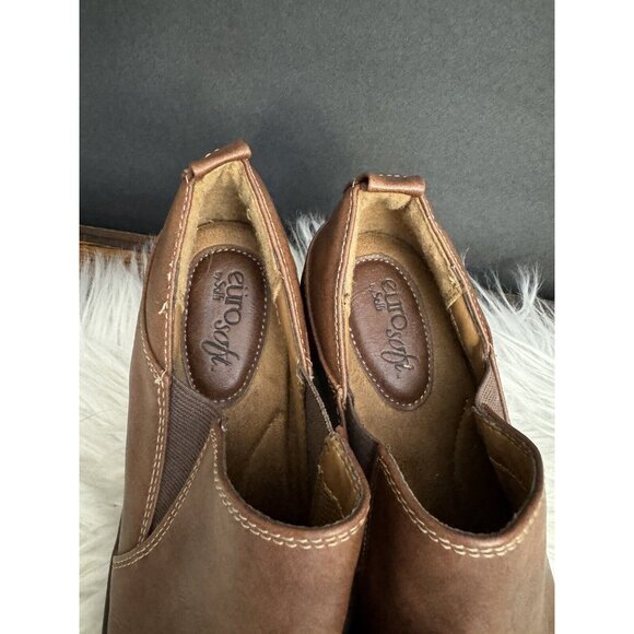 Eurosofft Size 8M Jaylee Brown Wedge Leather Pull On Boot Bootie‎ Comfort - Picture 3 of 12